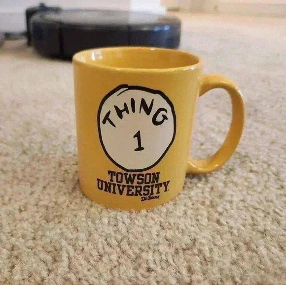 Yellow Coffee Mug Thing 1 Dr Suess Towson University - Picture 1 of 4